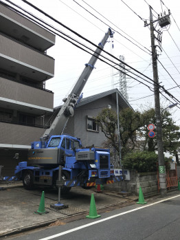 石の移動据付