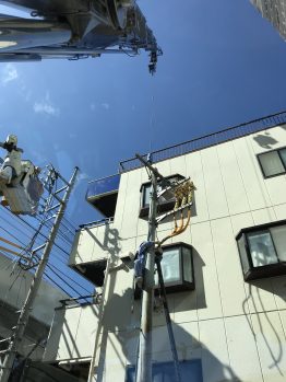 電柱撤去・材料移動