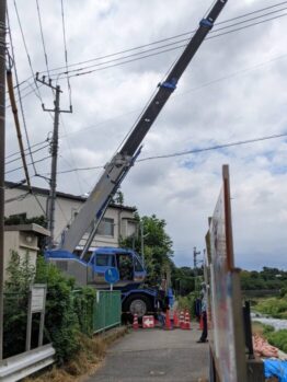 ユンボ揚重・トンバック搬出