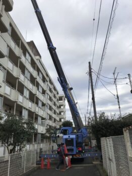 足場材搬出及び養生施工撤去作業