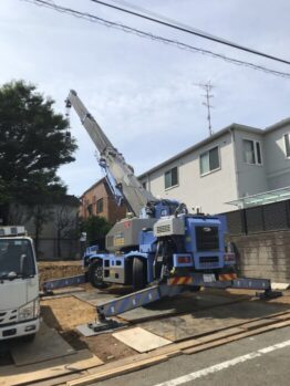 灯籠設置及び鉄板養生施工撤去作業