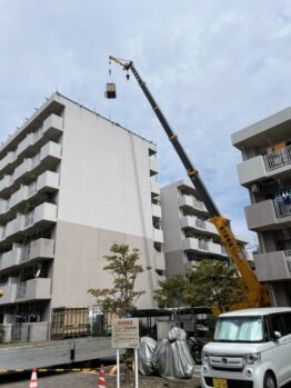 防水材搬入及び養生施工作業