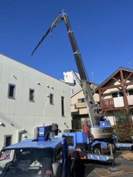 空調室外機揚重・養生施工撤去