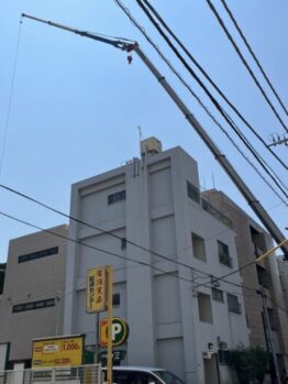 鉄骨材搬入及び鉄板養生施工作業