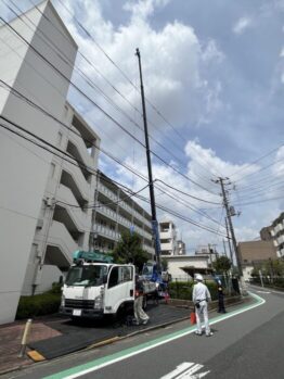 足場材搬入及び養生施工撤去作業
