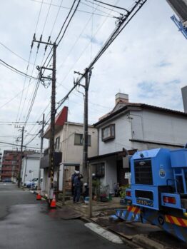 キュービクル撤去・電柱撤去作業