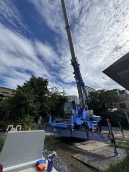 庭石搬入及び鉄板養生施工作業