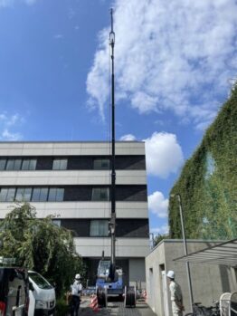 電線ドラム搬入及び養生施工撤去作業