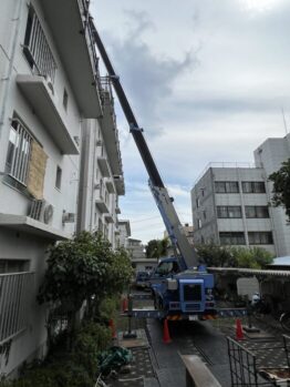 防水材搬入及び養生施工撤去作業