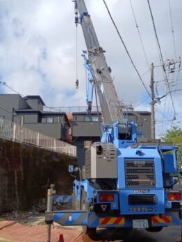 ユンボ搬出作業