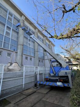ポンプ揚重及び養生施工撤去作業