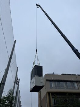 GHP揚重作業及び鉄板養生施工撤去作業