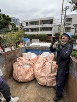 防水材搬入・養生施工撤去作業