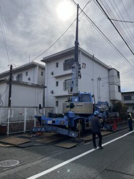 足場材搬出及び養生施工撤去作業