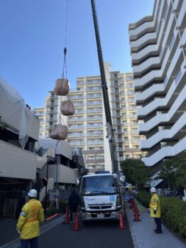 防水材搬入及び養生施工撤去作業