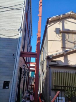鉄骨階段建て方作業