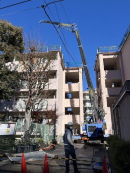 防水材搬入・養生施工作業