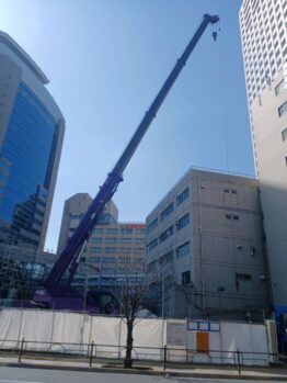 ラフター60トン進入設置及び鉄板養生施工作業