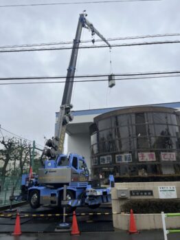 GHP揚重及び養生施工撤去作業