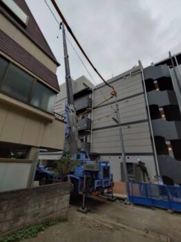 ポンプ車配管揚重