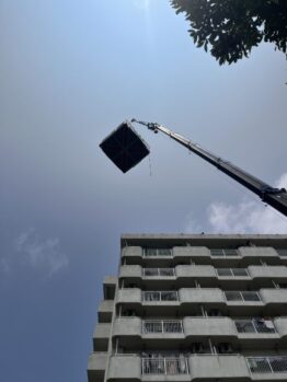 防水材搬入及び鉄板養生施工作業