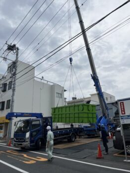 水槽搬入及び鉄板養生施工撤去作業