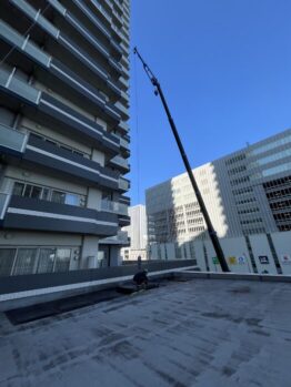 ゴンドラ搬入及び養生施工作業