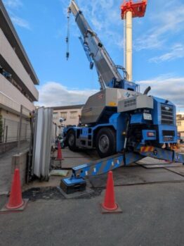 ユンボ搬出作業