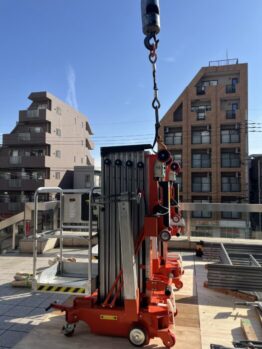 高所作業車搬出及び鉄板施工撤去作業