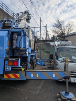 ボーリングマシーン搬出作業