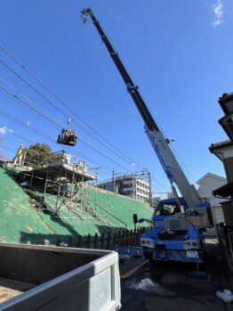 ボーリングマシーン搬出作業及び鉄板養生施工撤去作業