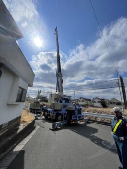 ボーリングマシン揚重作業