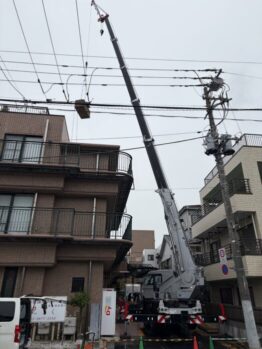 GHP揚重及び鉄板養生施工撤去作業